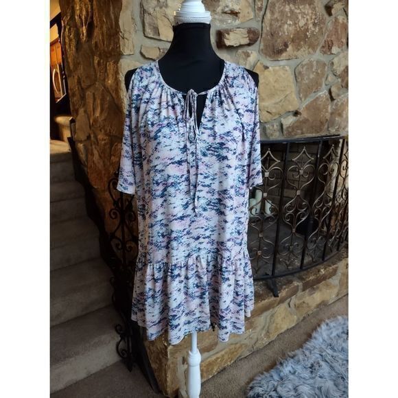 Amanda Uprichard Cold Shoulder Casual Dress Pastel Reptile Print‎ Sz S - Picture 1 of 7